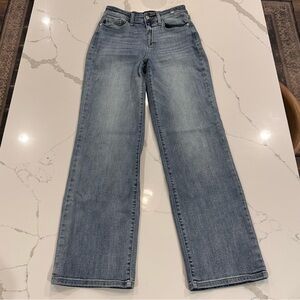 Judy Blue High Rise Straight Fit Blue Jeans Women 5 / 27 Light Wash Wide Stretch